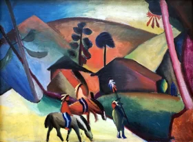 Indians On Horsebacks 1911 by August Macke Indians On Horsebacks 1911 by August Macke