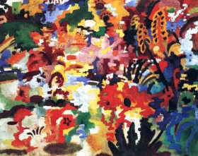 Colored Composition Large Flower Carpet by August Macke