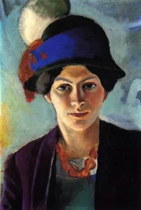 Portrait Of The Artist's Wife With A Hat by August Macke Portrait Of The Artist's Wife With A Hat by August Macke