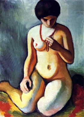 Nude With Coral Necklace by August Macke