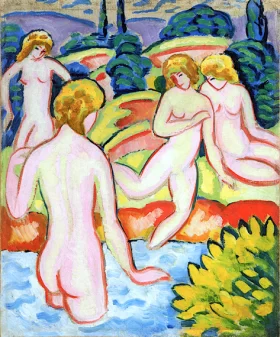 Bathers With Trees Of Life by August Macke