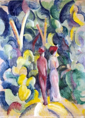 Couple On The Forest Track by August Macke