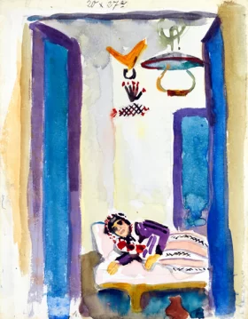 Woman On A Divan 1914 by August Macke