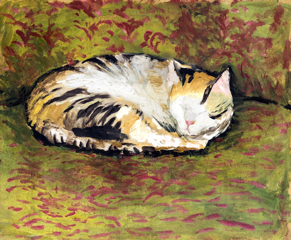 Cat by August Macke, oil painting reproduction on canvas Cat by August Macke