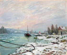 Mooring Lines, the effect of snow at Saint-Cloud 1879 by Alfred Sisley Mooring Lines, the effect of snow at Saint-Cloud 1879 by Alfred Sisley