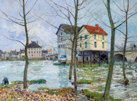 Les moulins de Moret–Hiver 1890 by Alfred Sisley