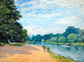 La tamise avec Hampton Church by Alfred Sisley La tamise avec Hampton Church by Alfred Sisley