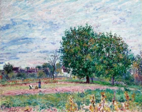 Les Noyers, Effet de Soleil Couchant, Premiers Jours D'octobre by Alfred Sisley