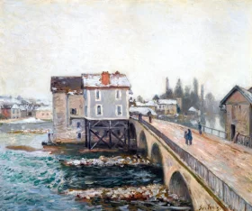 Le Pont de Moret et Les Moulins, Effet D'hiver by Alfred Sisley