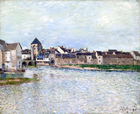 Bridge at Moret-sur-Loing 1891 by Alfred Sisley, oil painting reproduction on canvas Bridge at Moret-sur-Loing 1891 by Alfred Sisley