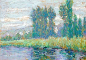 Bords de La Seine à La Roche, Guyon by Alfred Sisley