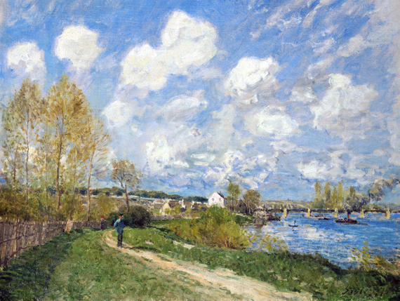 Summer at Bougival 1876 by Alfred Sisley, oil painting reproduction on canvas Summer at Bougival 1876 by Alfred Sisley