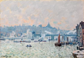 View of the Thames- Charing Cross Bridge by Alfred Sisley View of the Thames- Charing Cross Bridge by Alfred Sisley