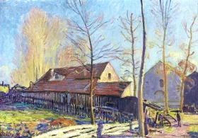 Les Moulins de Moret, Gelée Blanche, Effet Du Soir by Alfred Sisley Les Moulins de Moret, Gelée Blanche, Effet Du Soir by Alfred Sisley