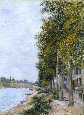 The Road along the Seine at Saint Mammes, 1880 by Alfred Sisley The Road along the Seine at Saint Mammes, 1880 by Alfred Sisley