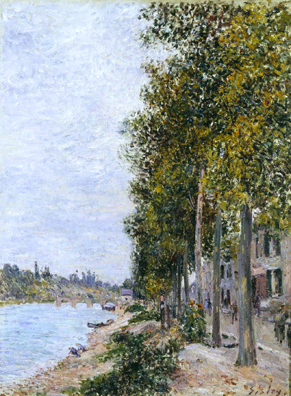 The Road along the Seine at Saint Mammes, 1880 by Alfred Sisley, oil painting reproduction on canvas The Road along the Seine at Saint Mammes, 1880 by Alfred Sisley