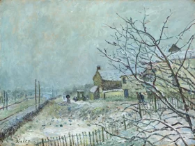 First snow at Veneux, Nadon by Alfred Sisley First snow at Veneux, Nadon by Alfred Sisley