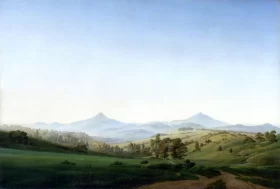 Bohemian Landscape with Mount Milleschauer by Caspar David Friedrich Bohemian Landscape with Mount Milleschauer by Caspar David Friedrich