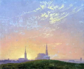 Evening (Sunset behind Dresden's Hofkirche) 1824 by Caspar David Friedrich
