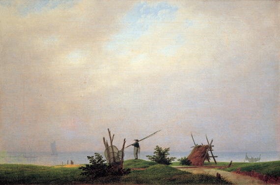 Seashore with fisherman 1807 by Caspar David Friedrich, oil painting reproduction on canvas Seashore with fisherman 1807 by Caspar David Friedrich