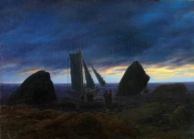 Fishing boat between two rocks on the beach of the Baltic Sea by Caspar David Friedrich Fishing boat between two rocks on the beach of the Baltic Sea by Caspar David Friedrich