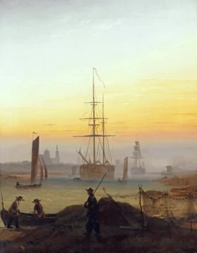 Ships in the Harbor of Greifswald by Caspar David Friedrich