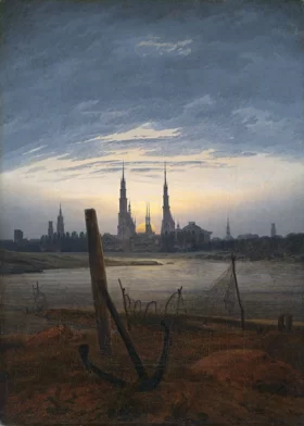 City at Moonrise 1817 by Caspar David Friedrich