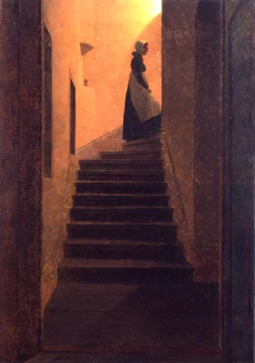 Lady on the Staircase-Caroline on the stairs 1825 by Caspar David Friedrich Lady on the Staircase-Caroline on the stairs 1825 by Caspar David Friedrich
