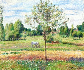 Le pré avec cheval gris, Eragny 1893 by Camille Pissarro
