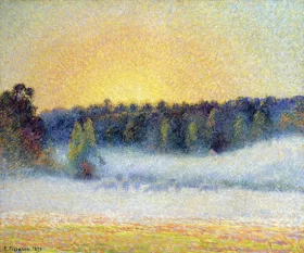 Prairie avec Vaches, Brume, Soleil Couchant à Éragny, 1891 by Camille Pissarro Prairie avec Vaches, Brume, Soleil Couchant à Éragny, 1891 by Camille Pissarro