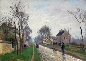 Route de Versailles, Louveciennes, Rain Effect 1870 by Camille Pissarro Route de Versailles, Louveciennes, Rain Effect 1870 by Camille Pissarro