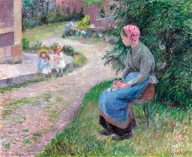 La servante assise dans le jardin d'Eragny 1884 by Camille Pissarro La servante assise dans le jardin d'Eragny 1884 by Camille Pissarro
