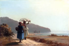 Two Women Chatting by the Sea, St. Thomas 1856 by Camille Pissarro Two Women Chatting by the Sea, St. Thomas 1856 by Camille Pissarro