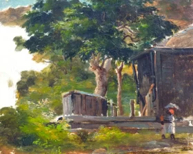 Village Scene by Camille Pissarro Village Scene by Camille Pissarro