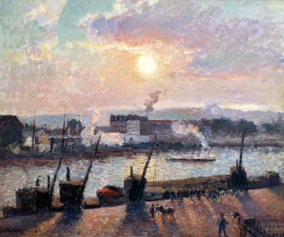 Sunset at Rouen 1885 by Camille Pissarro, oil painting reproduction on canvas Sunset at Rouen 1885 by Camille Pissarro