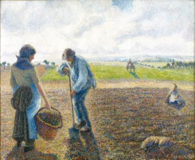 Peasants in the Fields, Éragny 1890 by Camille Pissarro Peasants in the Fields, Éragny 1890 by Camille Pissarro