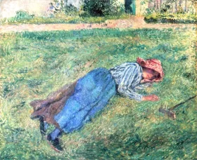 Girl Lying in the Grass 1882 by Camille Pissarro Girl Lying in the Grass 1882 by Camille Pissarro