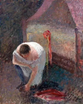 Femme enChemise Près D'un Lit 1896 by Camille Pissarro Femme enChemise Près D'un Lit 1896 by Camille Pissarro