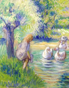 Gardeuse D'oies au Bord de L'epte, Éragny 1890 by Camille Pissarro Gardeuse D'oies au Bord de L'epte, Éragny 1890 by Camille Pissarro
