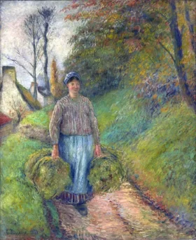 Peasant Woman Carrying Two Bundles of Hay 1883 by Camille Pissarro Peasant Woman Carrying Two Bundles of Hay 1883 by Camille Pissarro