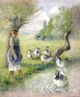 La gardeuse d’oies (la mare aux canards) 1890 by Camille Pissarro La gardeuse d’oies (la mare aux canards) 1890 by Camille Pissarro
