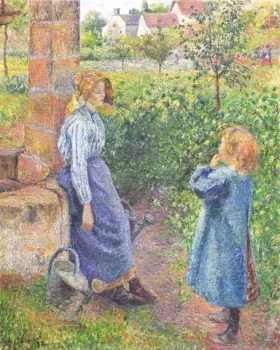 Woman and Child at the Well 1882 by Camille Pissarro Woman and Child at the Well 1882 by Camille Pissarro
