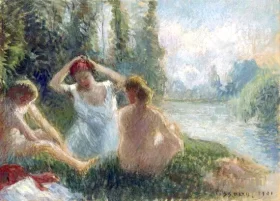 Baigneuses assises au bord d'une rivière, 1901 by Camille Pissarro Baigneuses assises au bord d'une rivière, 1901 by Camille Pissarro