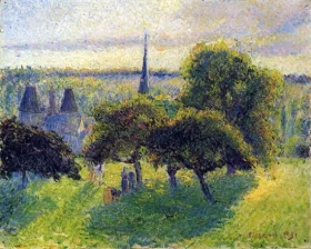 The Steeple and Manor-House at Éragny, Sunset (1891) by Camille Pissarro The Steeple and Manor-House at Éragny, Sunset (1891) by Camille Pissarro