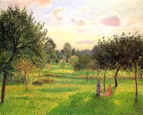 Two Women in a Meadow- Sunset at Eragny by Camille Pissarro Two Women in a Meadow- Sunset at Eragny by Camille Pissarro