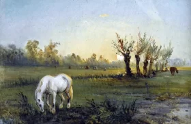 Cheval Blanc Dans Un Pré 1856 by Camille Pissarro Cheval Blanc Dans Un Pré 1856 by Camille Pissarro