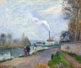 The Oise near Pontoise in Grey Weather 1876 by Camille Pissarro The Oise near Pontoise in Grey Weather 1876 by Camille Pissarro
