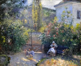 Hermitage Garden, Maison Rouge 1877 by Camille Pissarro Hermitage Garden, Maison Rouge 1877 by Camille Pissarro