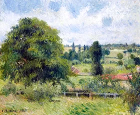 Le grand noyer dans le pré, Éragny 1885 by Camille Pissarro