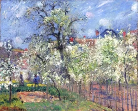 Le Jardin de Maubuisson, Pontoise, Poiriers enFleur 1877 by Camille Pissarro